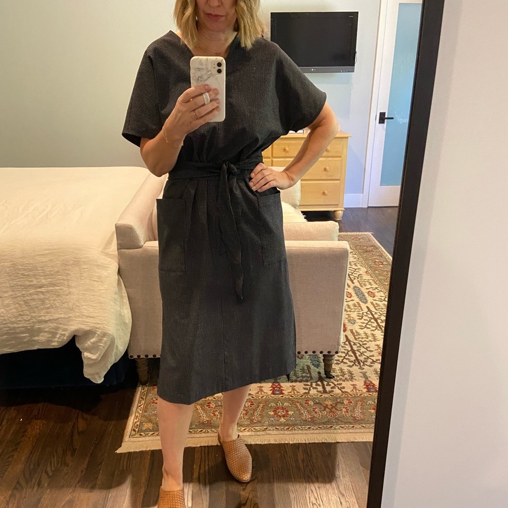 Two Days Off Haruko Dress in Navy Grid